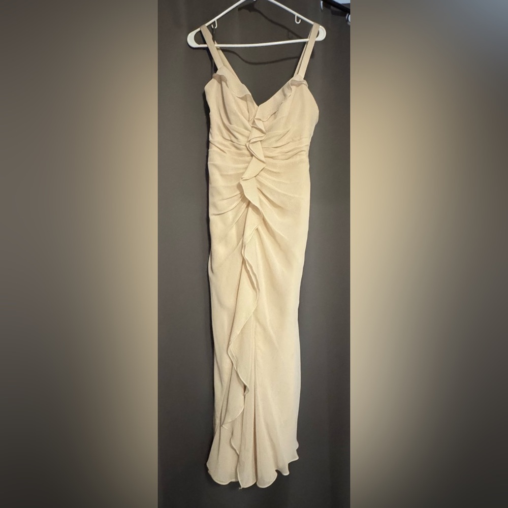 Vera Wang Champagne Dress with Elegant Draping